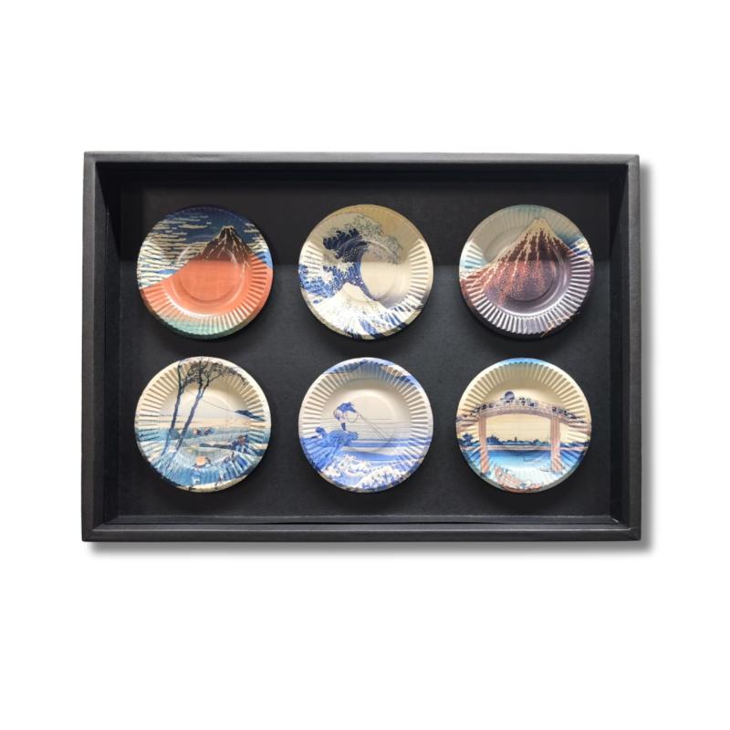 葛飾北斎『冨嶽三十六景』6作品を紙皿にプリントしたアート紙皿